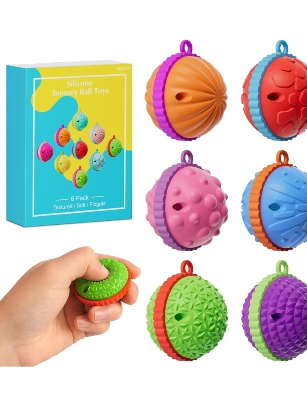 Textured Sensory Ball Fidget Toys 6 Pcs